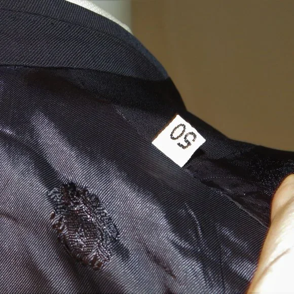 Versace Mainline x Castangia Recent Dark Blue Woven Two Button Suit Jacket 40L